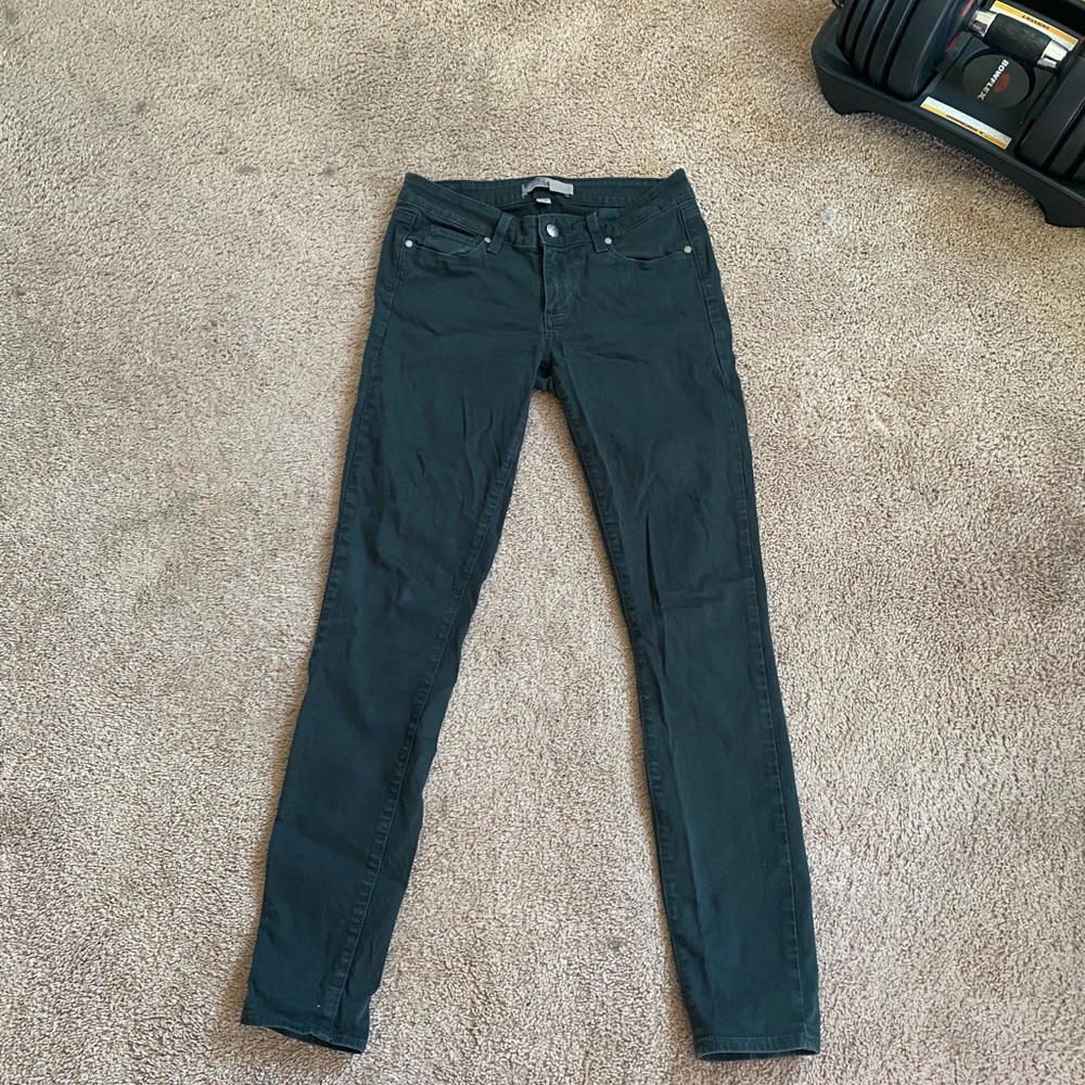 Forest green Paige denim skinny jeans
